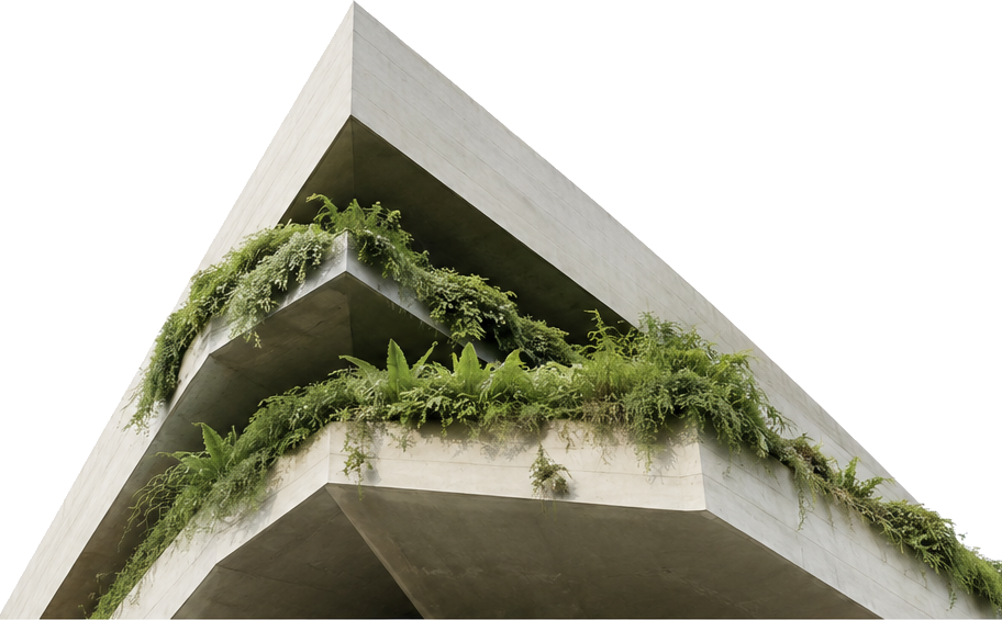 Edificio sustentable con fachada verde